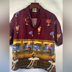 Vintage Winnie Fashion Hawaiian Shirt Size 2XL Floral Pattern Red Made In Hawaii